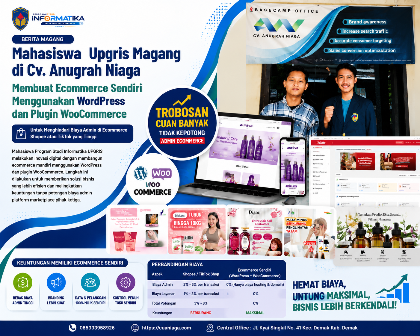 Mahasiswa UPGRIS Berikan Terobosan Pembuatan E-Commerce Mandiri Berbasis WordPress guna Antisipasi Lonjakan Biaya Admin Market Place