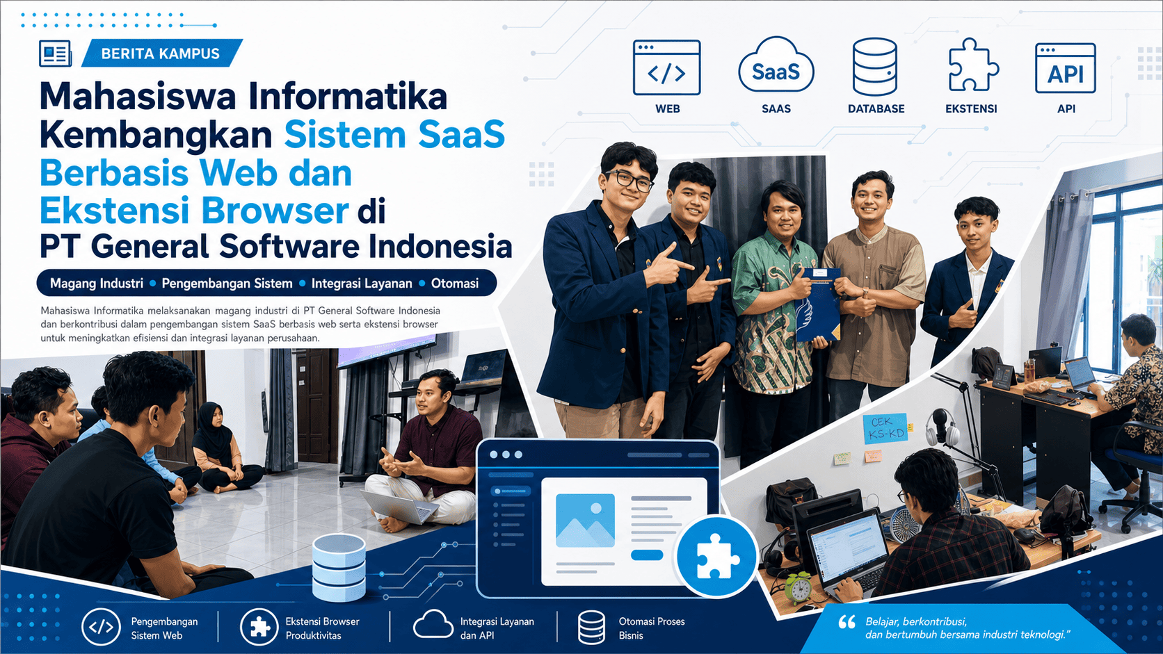 Mahasiswa Informatika UPGRIS Kembangkan Sistem SaaS Berbasis Web dan Ekstensi Browser di PT General Software Indonesia